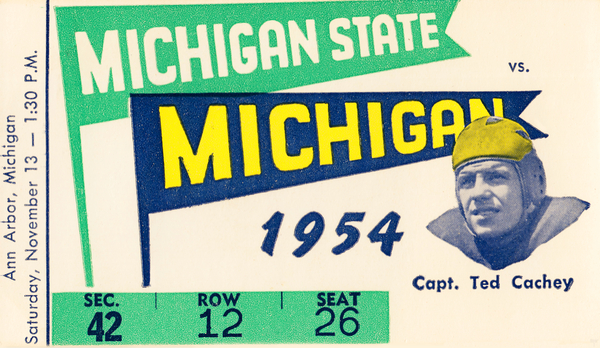 1954 Michigan State vs. Michigan Football Ticket Framed Print Print