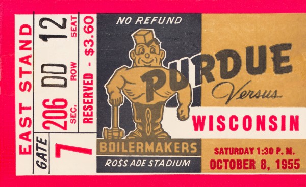 1955 Wisconsin vs. Purdue Football Ticket Canvas Print