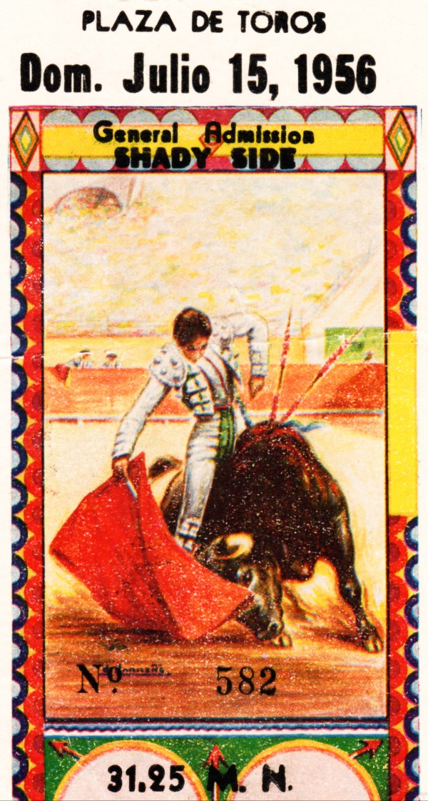 1956 Plaza De Toros Bull Fighting Ticket Stub Print