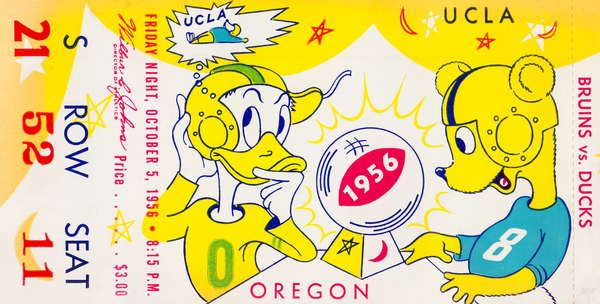 1956 UCLA Bruins vs. Oregon Ducks Football Ticket Print  Print