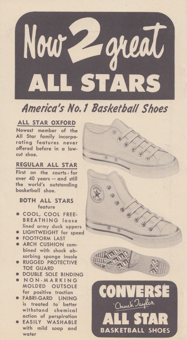 1957 Converse All Star Oxford Shoe Advertisement Vintage Ad