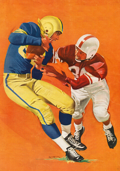 1958 Vintage Football Tackle Art  Print