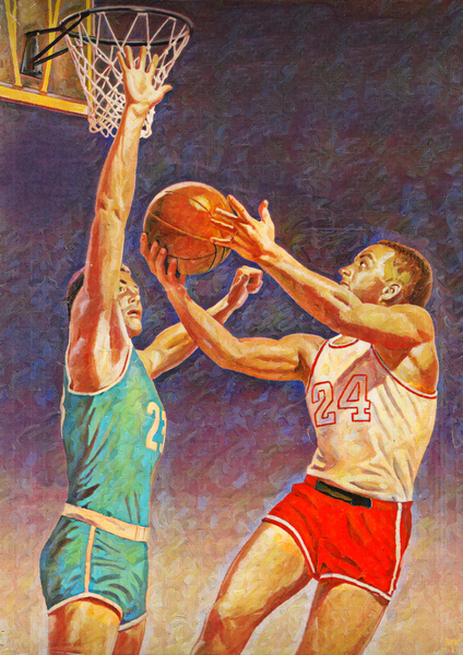 1960 Basketball Art Remix Impressionism Style Print