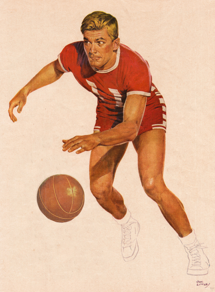 1960 Vintage Basketball Player Art  Print