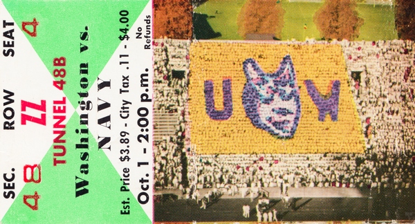 1960 Washington vs. Navy Football Ticket Canvas Print