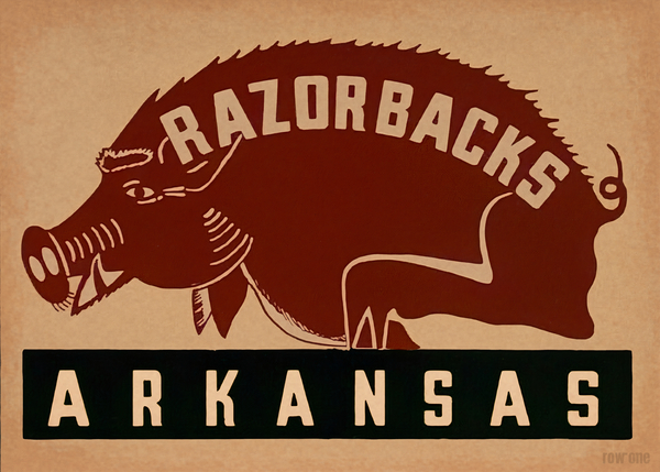 Vintage Arkansas Razorback Wall Art Print
