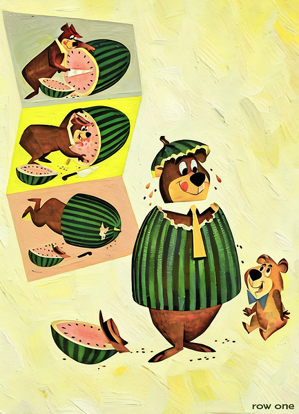 1962 Yogi Bear and Boo Bear Watermelon Art Print