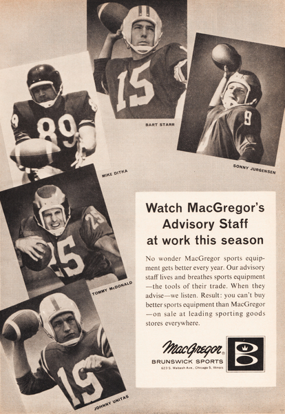 1963 MacGregor Johhny Unitas Football Ad Poster Print