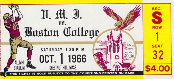 1966 VMI vs. Boston College Eagles Football Ticket Stub Art Print