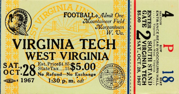 1967 west virginia university football ticket stub poster wall art Print