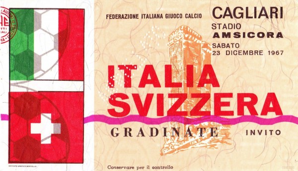 1967_Soccer_Italy vs. Switzerland_Cagliari Stadium_Row One Print