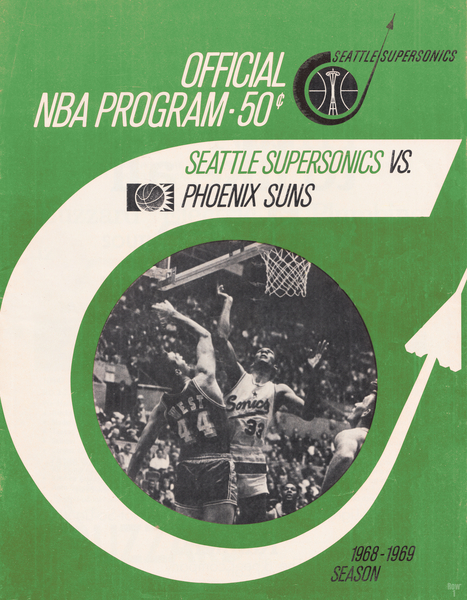 1968 Vintage Seattle Supersonics Program Remix Art Print