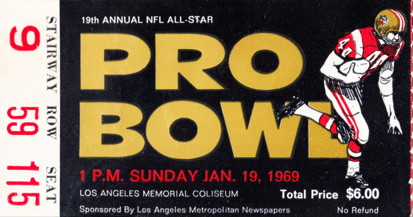 1969 Pro Bowl Football Ticket Stub Art Print