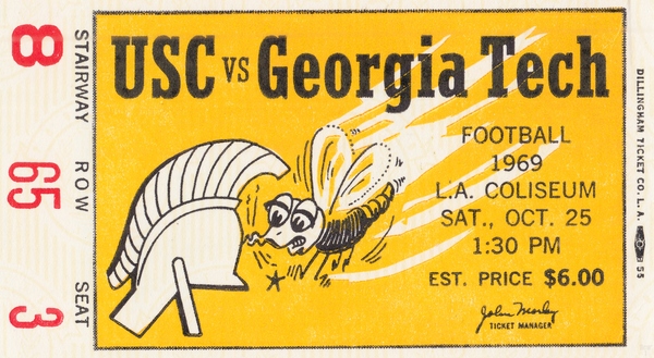 1969 USC vs. Georgia Tech Football Ticket Stub Art Print