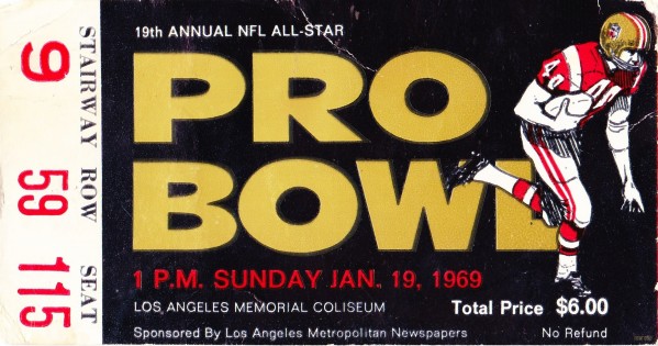 1969 Pro Bowl Football Ticket Art Print