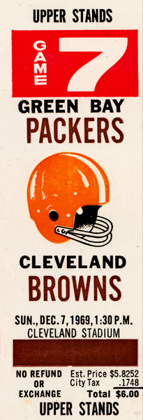 1969 Green Bay Packers vs. Cleveland Browns Ticket Art Print