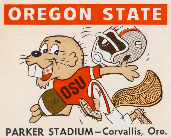1970 Oregon State Beaver Ticket Stub Remix Art Print