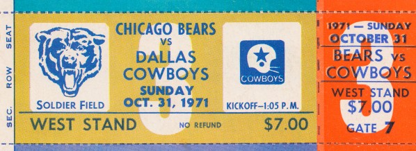 1971 Chicago Bears vs. Dallas Cowboys Ticket Art Print