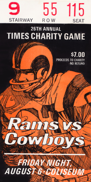 1971 LA Rams vs. Dallas Cowboys Preseason Ticket | Row 1 Print