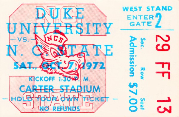 1972 nc state wolfpack football ticket art Print
