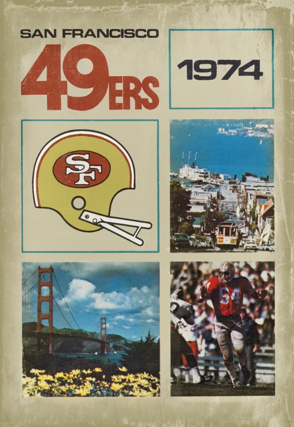 1974 San Francisco 49ers Retro Football Poster Print