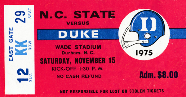 1975 Duke Blue Devils vs. NC State Wolfpack | Row 1 Print