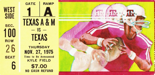 1975 Texas vs. Texas A&M Football Ticket Canvas Print