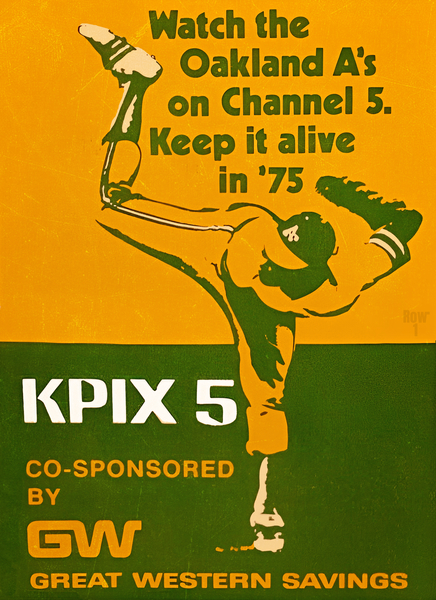 1975 Oakland Athletics KPIX Television Ad  Print