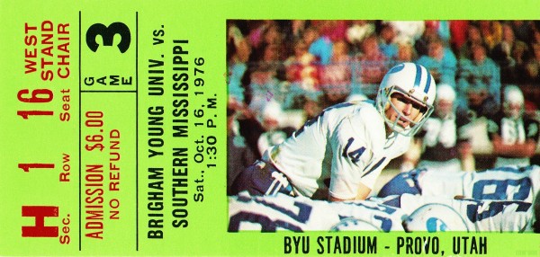 1976 BYU Cougars Ticket Stub Art Print