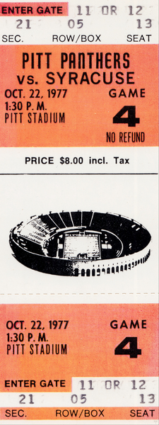 1977 Pittsburgh Panthers vs. Syracuse Football Ticket Print Print