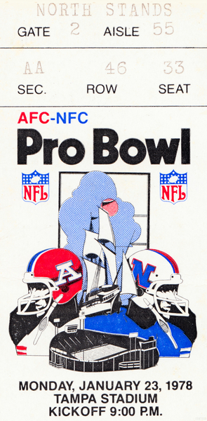 1978 NFL Pro Bowl Ticket Stub Canvas Print