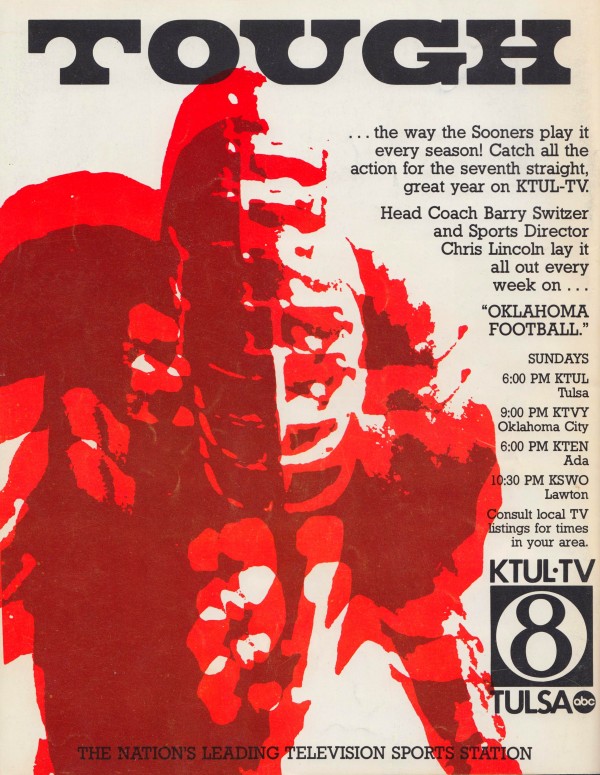 1979 ktul tv oklahoma football show barry switzer chris lincoln tulsa television channel 8 ad poster Print