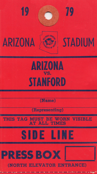 1979 Arizona Wildcats Football Press Pass Art Print
