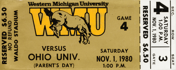 1980 Western Michigan vs. Ohio Football Ticket Stub Canvas Print