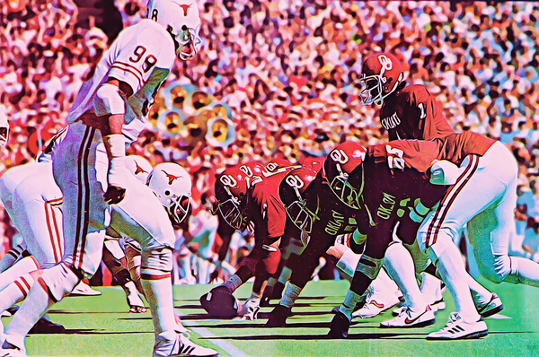 1980 Oklahoma vs. Texas Football Art Print