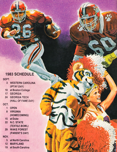 1983 Clemson Tiger Football Schedule Art Print