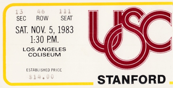 1983 USC vs. Stanford Football Ticket Wall Art Print