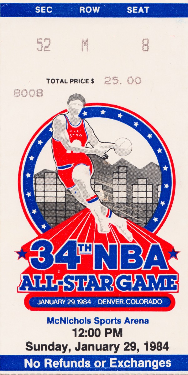 1984 NBA All-Star Game Ticket by Row One Brand Wall Art