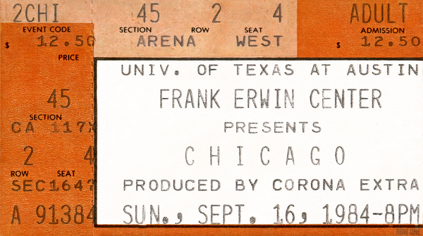 1984 Chicago Concert Ticket Wall Art Print