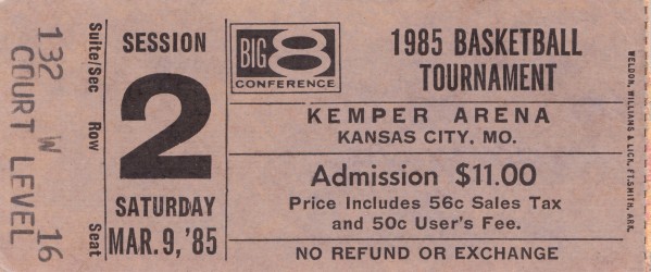 1985 Big 8 Basketball Tournament Ticket Stub Art Print