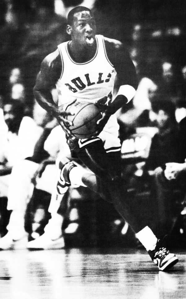 1985 Michael Jordan Black and White Photo by Row One Brand Wall Art