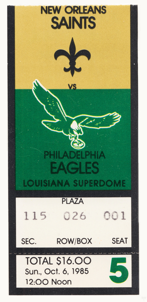 1985 New Orleans Saints vs. Eagles Ticket Canvas Print