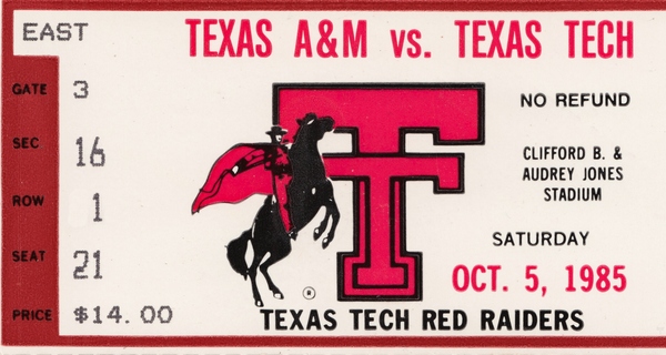 1985 Texas Tech vs. Texas AM Print