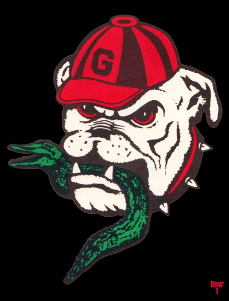 1985 Retro Georgia Bulldog Eating Florida Gator Art Print