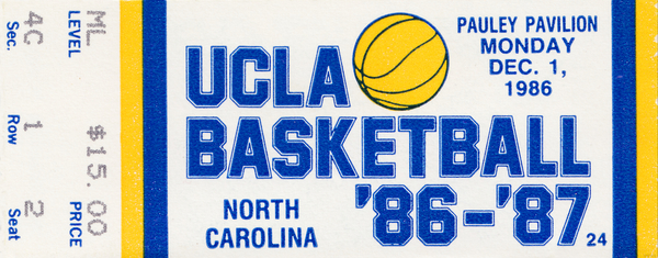1986 UCLA vs. North Carolina Basketball Ticket Canvas Print