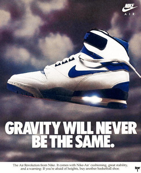 1987 Nike Revolution Shoe Ad Poster by Row One Brand Wall Art