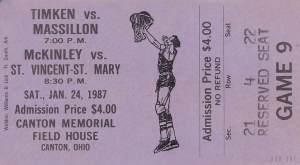 1987 timken massilon basketball ticket art  Print