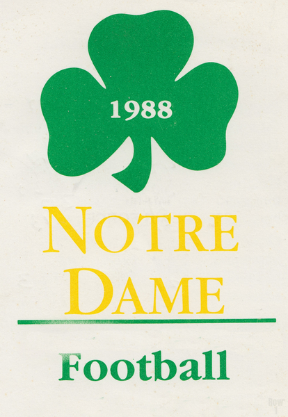 1988 Notre Dame Football Shamrock Art Print