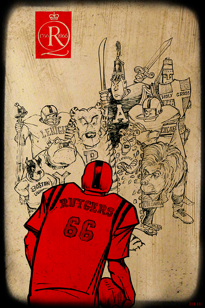 1966 Rutgers Football Art  Print