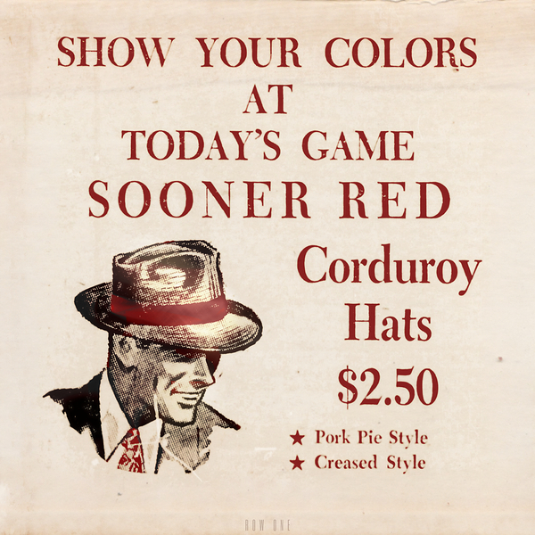 1950s Sooner Red Corduroy Hats Ad  Print